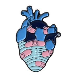 Nurse Doctor Anatomy Lapel Scrub Pin Heart Bandaid